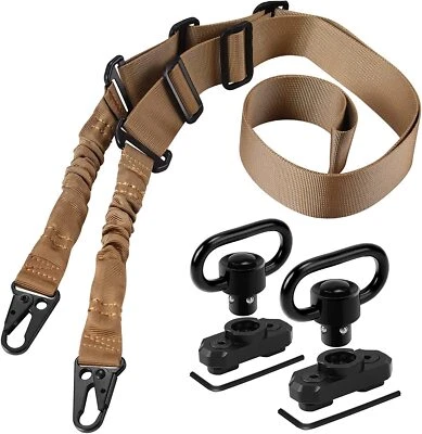  2 Pack 1.25" QD Sling Rail Swivel Mounts for Mlock + 2 Point Sling Adjustable - Image 1 of 4