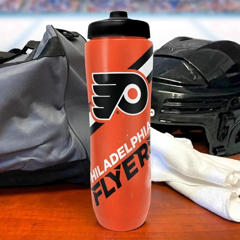 NFL Philadelphia Flyers Squeezy Water Bottle  BPA Free Holds 32 Ounces Cover