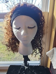Curly Wig Medium ☆ Net Headband Closure ☆ Beautiful Browns ☆ New In Bag - Picture 1 of 15