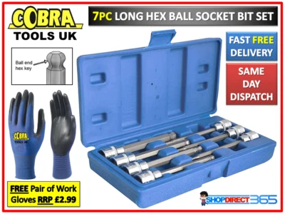 7pc 3/8" Drive Long Hex Ball End Socket Set 3 4 5 6 7 8 10 mm Allen Key NEW 6-13 - Image 1 of 4