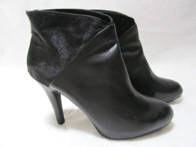 Botines Me Too Cuero Pelo de Vaca Talla 11 Negro Tacón Alto Stiletto NUEVO Foto 1 de 4