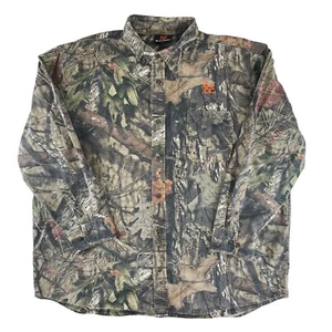 Bushmaster Shirt Mens 2XL Green Mossy Oak Ripstop Camo Long Sleeve Button Up - Picture 1 of 12