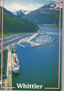 Luftaufnahme Whittier Alaska nur mit dem Zug Boot erreichbar kontinentale Postkarte - Bild 1 von 2