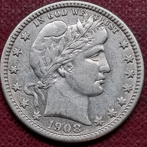 1908 O Barber Quarter 25c High Grade AU - UNC Details #83827 - Picture 1 of 2