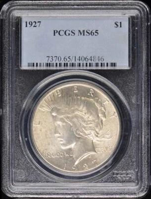 1927 $1 Peace Dollar PCGS MS65 - Image 1 of 4