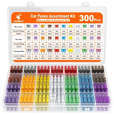 300Pcs Car Fuse Assortment Kit, 160 Mini Blade Fuses Automotive + 90 Standard Au - Image 1 of 4