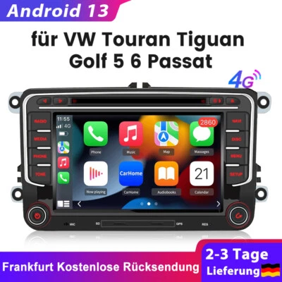 Für VW Skoda Seat Carplay Android 13 CD DVD Autoradio GPS Navi WIFI 4G BT 4+64G - Bild 1 von 4