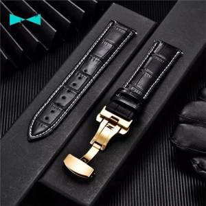 cinturino orologio in pelle coccodrillo con fibbia deployante oro 18 20 22 24 mm - Imagen 1 de 10