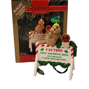 CHRISTMAS ORNAMENT - HALLMARK KEEPSAKE - UNDER CONSTRUCTION & FLASHING LIGHTS - Picture 1 of 7