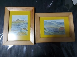 2x Bilder Aquarell- Malerei Holzrahmen. S.K. Top - Bild 1 von 8