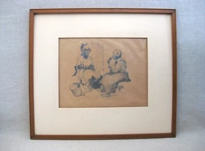 Antike Frauenportraitzeichnung, Afroamerikanische Kunst - Bild 1 von 3