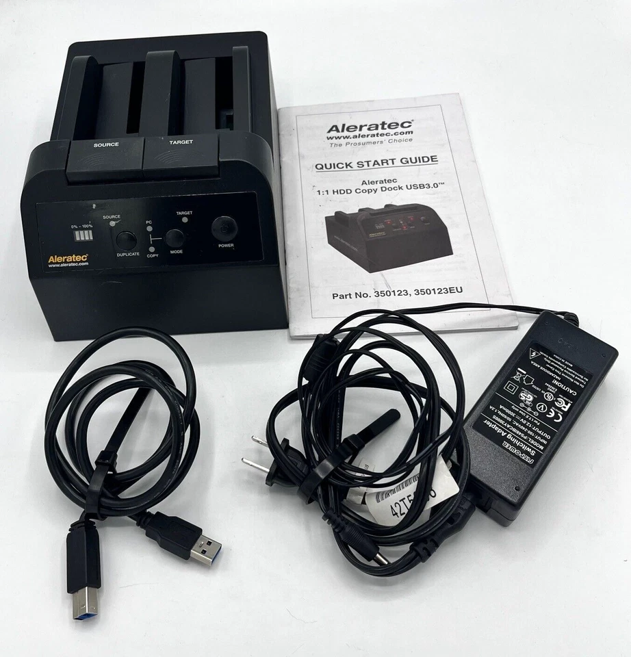 Aleratec 1:1 HDD Copy Dock USB3.0 USB 3.0 HDD Duplicator 350123 350123EU cords - Image 1 of 4