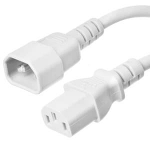 IEC 320 Power Cord, C14 / C13, White 1 ft, 10A/250V 18 AWG - Iron Box IBX-2807 - Picture 1 of 4