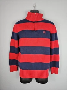 CHAPS Boys Red/Blue ¼ Zip Long Sleeve Mock Sweater Size XL(18-20) EUC - Picture 1 of 7