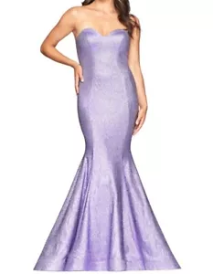 Faviana Strapless Sweetheart Shimmer Sparkle Mermaid Gown S10426 Lavender Purple - Picture 1 of 9
