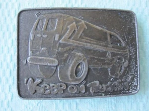 Vintage 1970er Jahre Keep On Truckin' Messing Gürtelschnalle Van Wagen Hippie Road - Bild 1 von 2