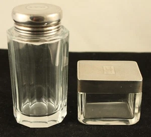 Antike Mappin & Webb Sterlingsilber Glas Waschtisch Kommode Glas & Puderdose - Bild 1 von 13