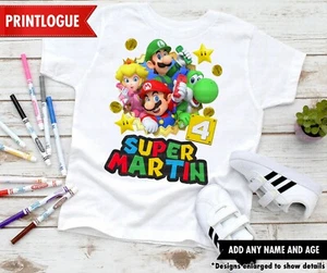 Camicia Compleanno Super Mario, Camicia Famiglia Mario, Camicia Mario, Festa Mario Bros - Foto 1 di 5