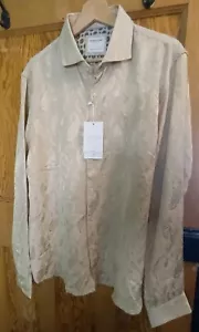 Denim & Flower Men Long Sleeve Shirt Ricky Singh Jacquard Textured Cream XL BNWT - Picture 1 of 7