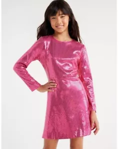 NEW Girls Sequins Long Sleeved Party Dress Color Berry Size S (6-6X) - Picture 1 of 9