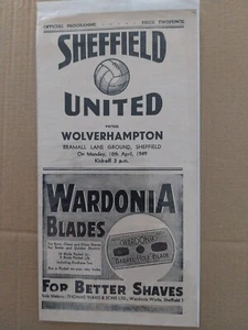 SHEFFIELD UNITED v WOLVERHAMPTON WANDERERS 1948/9 - Picture 1 of 1