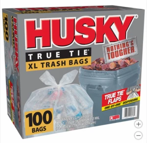 Bolsas de basura Husky True Tie XL, transparentes, 45 galones, 100 quilates - Imagen 1 de 1