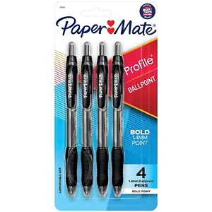 Paper Mate Profile Retractable Ballpoint Pens Bold Point Black Ink 615723 - Picture 1 of 7