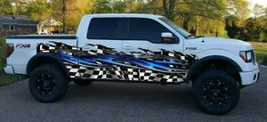 Tribal Car Side Graphics, Full Color Car Side Graphics, Checkered flag Car Vinyl - Picture 1 of 12