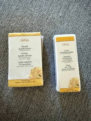 GiGi Pequeños Aplicadores para Depilación Facial Paquete de 100 y Tiras Depiladoras de Tela 100 Foto 1 de 2