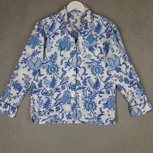 Roller Rabbit Pajama Top Women's XS Floral Paisley Sleep Lounge Lightweight Blue - Picture 1 of 10