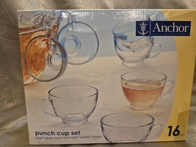 Juego de 8 tazas y 8 ganchos de plástico Anchor Hocking Glass   Foto 1 de 4