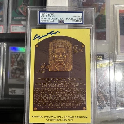 Willie Mays Signed Auto HOF Plaque Postcard from the Willie Mays Collection PSA8 - Image 1 of 2