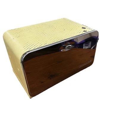 Vintage 1950’s Beautybox Bread Box MCM Chrome And Yellow - Image 1 of 4