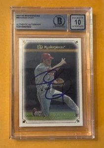 Tarjeta firmada por Chase Utley Phillies 2007 UD Masterpieces #88 Beckett Slabbed 10 - Imagen 1 de 1