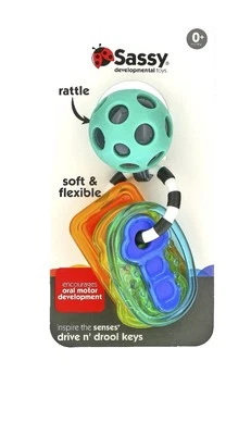 Sassy Drive 'n Drool Keys -Rattle Key Chain + 3 Teether, Age 0+ New in Box - Image 1 of 3
