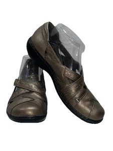 CLARKS Ashland Spin Q Mary Janes Womens Shoe Size 8.5 Bronze Leather - Picture 1 of 14