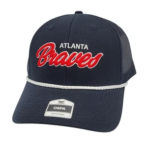 Atlanta Braves Fan Favorite '47 Script Rope Trucker Mesh Snapback Hat Cap NEW - Picture 1 of 8