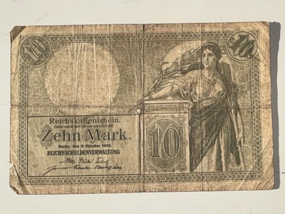 1906 Germany 10 Mark Reichskassenschein Banknote – Historic Pre-WWI Note - Image 1 of 3