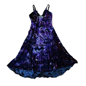 Heart Moon Star Vintage 90s Crushed Velvet Dress Whimsygoth Witchy Womens Small - Picture 1 of 16