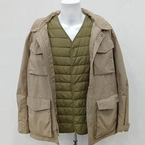 Timberland Layered Padded Jacket Size XXL Mens Beige Green Thermore FLT26-CD - Picture 1 of 13