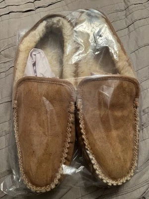 L.L. Zapatillas mocasín forradas de piel de oveja gamuza coñac talla 14 Bean Usadas en Excelente Condición Foto 1 de 4