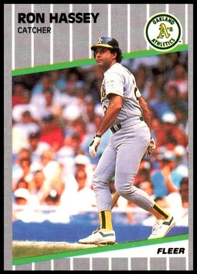 1989 Ron Hassey Fleer Baseball #9 Oakland Athletics - Image 1 of 2