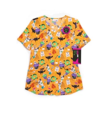 ScrubStar Womens M Halloween Scary Sweets Desserts Donuts Ice Cream Scrub Top - Image 1 of 4