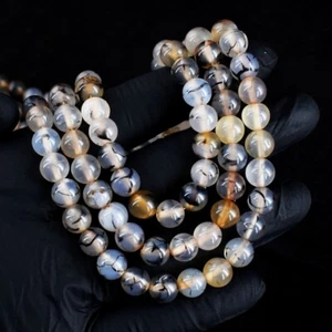 Hermoso collar de cuentas de ágata de clase mundial de 3 hilos de 662,00 quilates VK 45E676 - Imagen 1 de 4