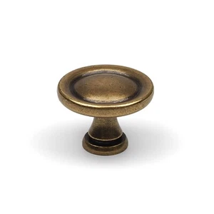 Antigua perilla de gabinete de latón tradicional redonda dorada cajón de armario de cocina - Imagen 1 de 12