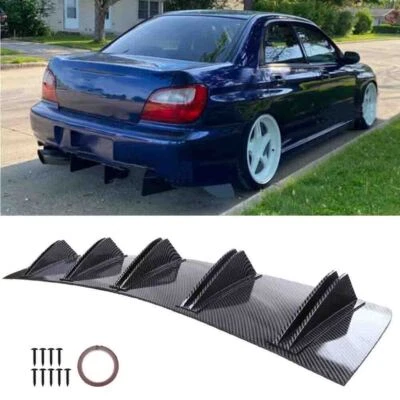 For Subaru Impreza Carbon Fiber Rear Bumper Diffuser 5 Fins Spoiler Lip Splitter - Image 1 of 4