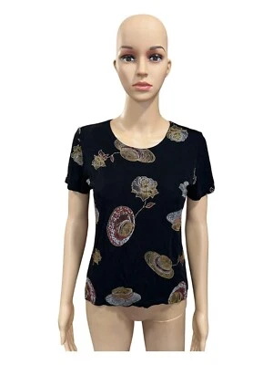 Топ женский Western Connection черные розы короткий рукав средний размер M США винтажный - Изображение 1 из 4