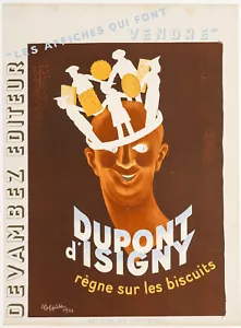 Original Food Poster, Cappiello, Biscuit Dupont d'Isigny, Printer, Normandy 1933 - Picture 1 of 5