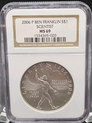 2006-P Ben Franklin (Scientist) Commemorative Dollar | NGC MS69 - Image 1 of 4