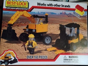Best-Lock Construction Toys Forklift , Excavator , Mini Figs Compatible W Other - Picture 1 of 2